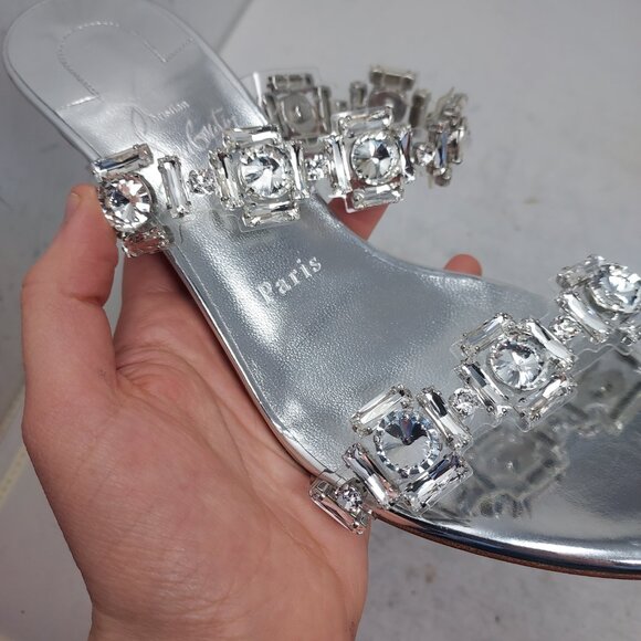 Christian Louboutin Just Jewel Silver Bridal Wedding PVC Heel Sandal - Picture 5 of 13